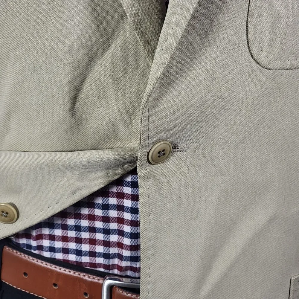 Nat Nast Men's Sport Coat Blazer Two Button Beige Twill 100%‎ Silk Size Medium